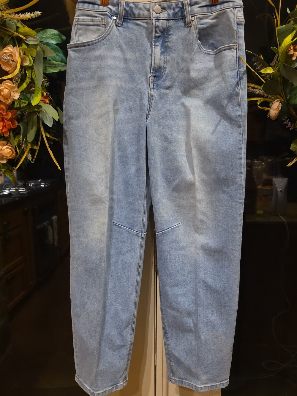 Risen light-wash barrel jeans